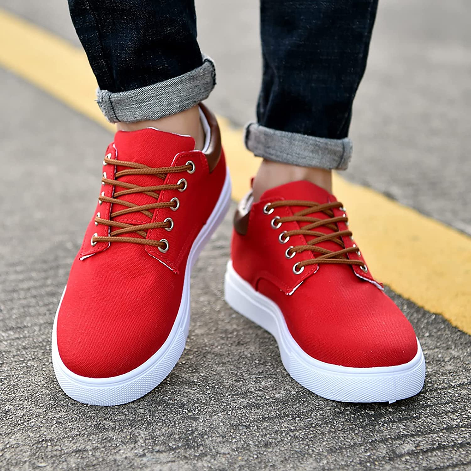 Canvas Herensneakers met Witte Zool – Stoere Sneaker voor Dames en Heren – Sportieve Platte Schoenen Maat 39-47 | Sulvida