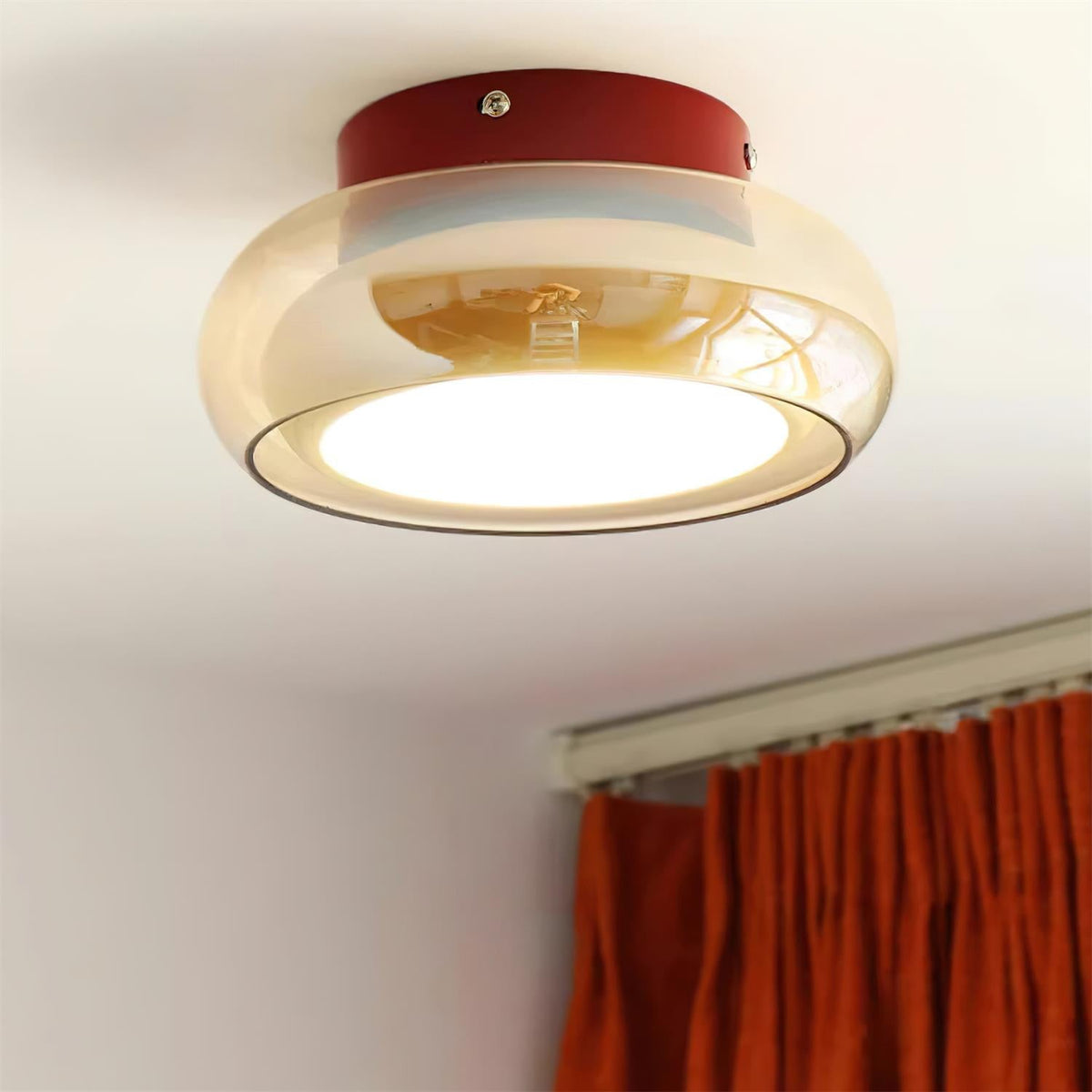 Plafondlamp Retro Glas Flush Mount Rond Gekleurde Band Woonkamer Slaapkamer LED Sfeerverlichting Design | Sulvida