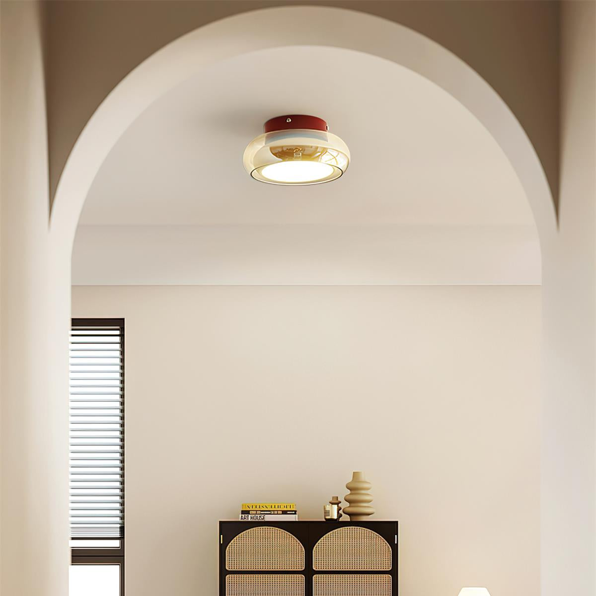 Plafondlamp Retro Glas Flush Mount Rond Gekleurde Band Woonkamer Slaapkamer LED Sfeerverlichting Design | Sulvida