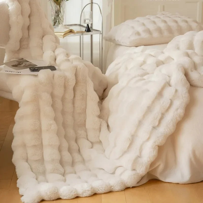 Dubbelzijdige Winterdeken Fluweelzacht Imitatiebont Luxe Plaid Warmtedeken voor Bank en Bed Woonkamer | Sulvida