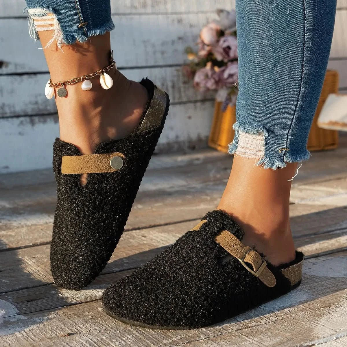 Pantoffels Dames & Heren Schapenwol Warm Gevoerd Antislip Muiltjes Winterschoenen Binnenschoenen Beige Bruin Zwart | Sulvida