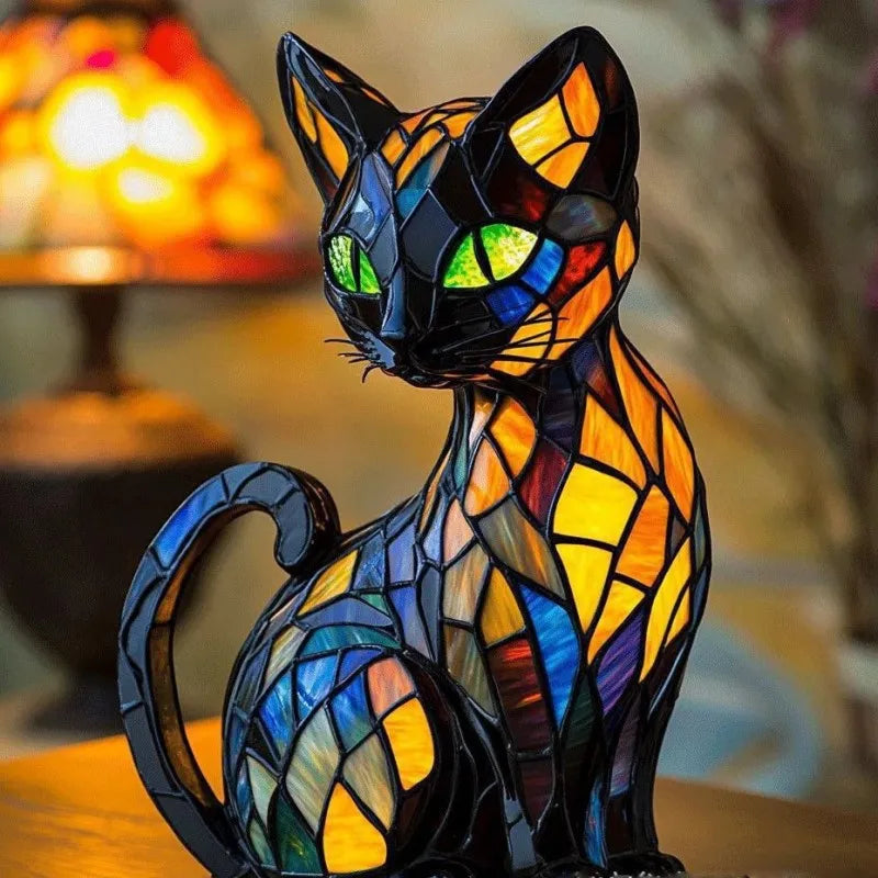 Decoratieve Solar LED-Kattentuinlamp met Smaragdgroene Ogen – Goudkleurig Dierenhuis voor Terras & Tuin | Sulvida