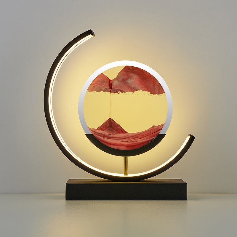 LED Tafellamp met Bewegend Zand Glazen Bol 360° Draaibaar Warm Licht Decoratief Modern Design Sfeerlamp | Sulvida