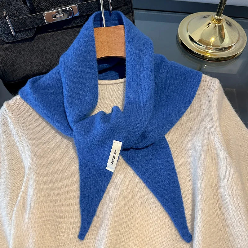 Driehoekige Wollen Sjaal Dames Gebreid Winteraccessoire Effen Design Zachte Omslagdoek Halsdoek Winter | Sulvida