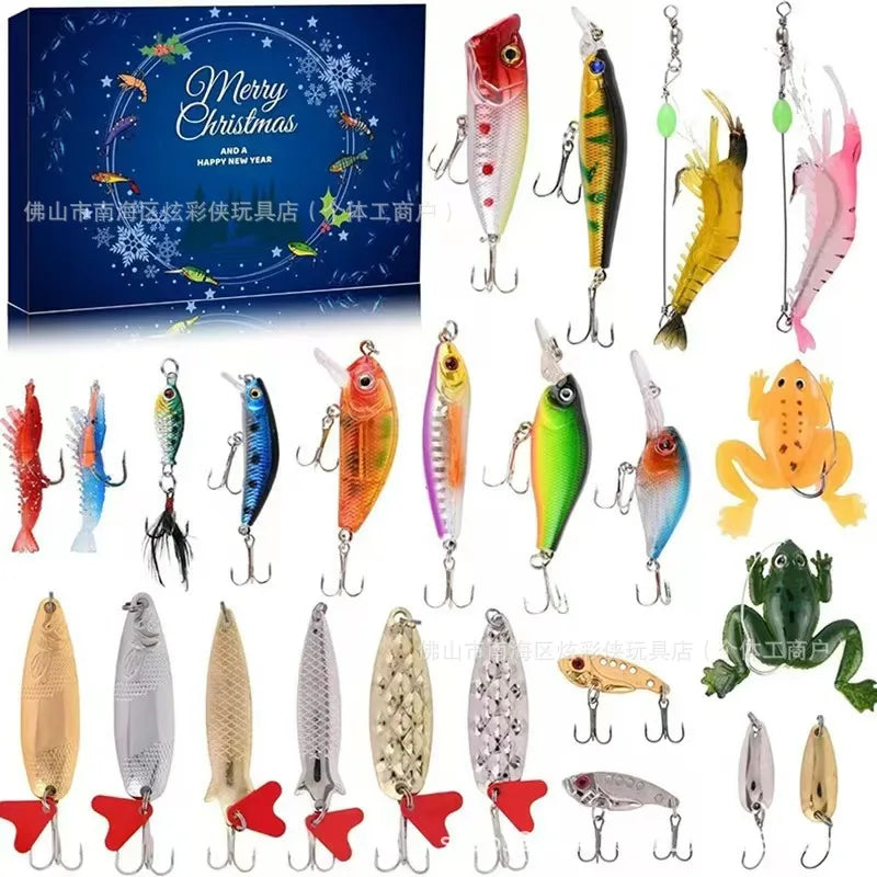 Viskalender 24 Dagen Kunstaas Set Met Minnows Spinners Haken Zoet Zoutwater Voor Baars Forel Roofvis | Sulvida
