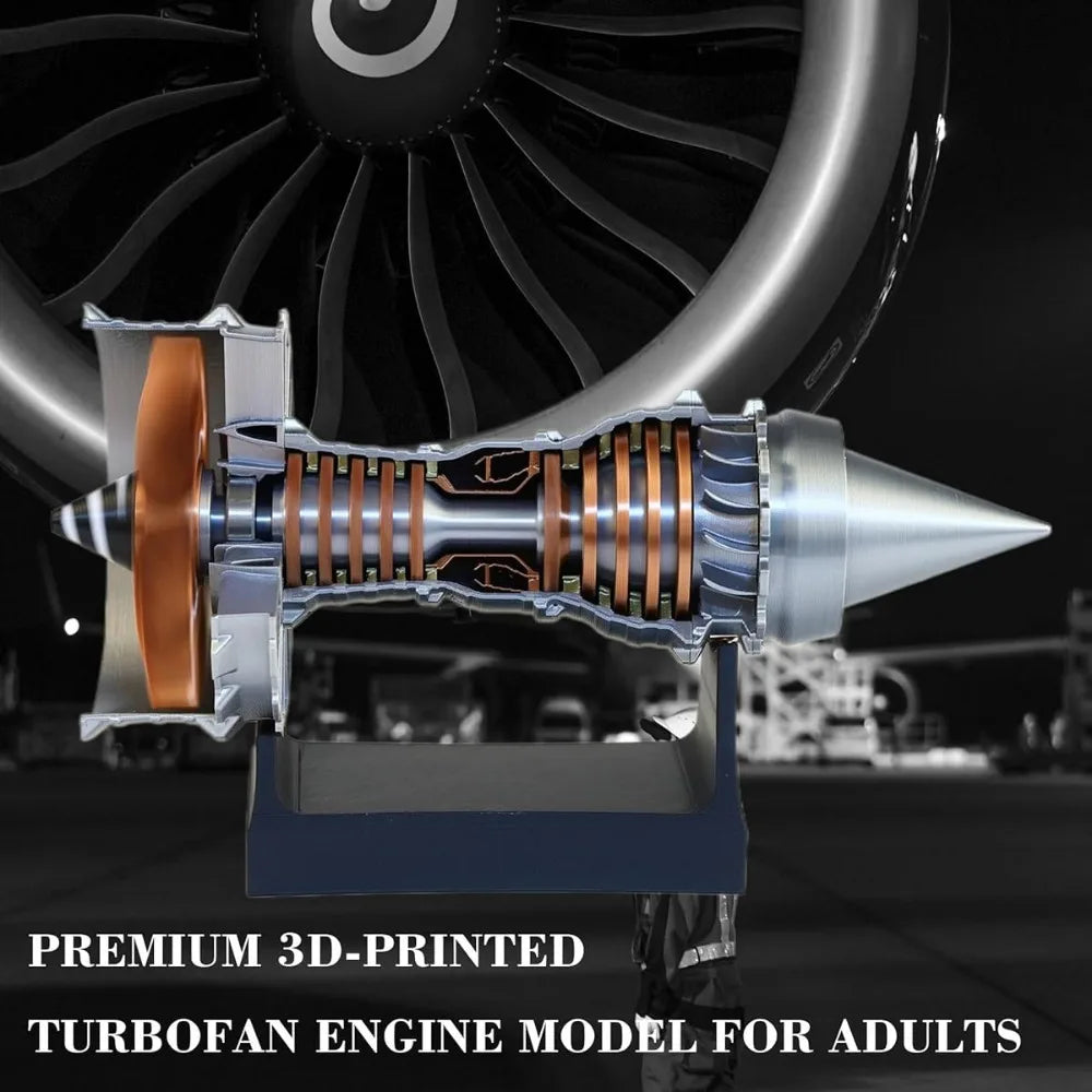 Vliegtuigmotor Miniatuur Display met Turbofan Details Zwarte Basis Industrieel Decoratief Object Luchtvaart | Sulvida