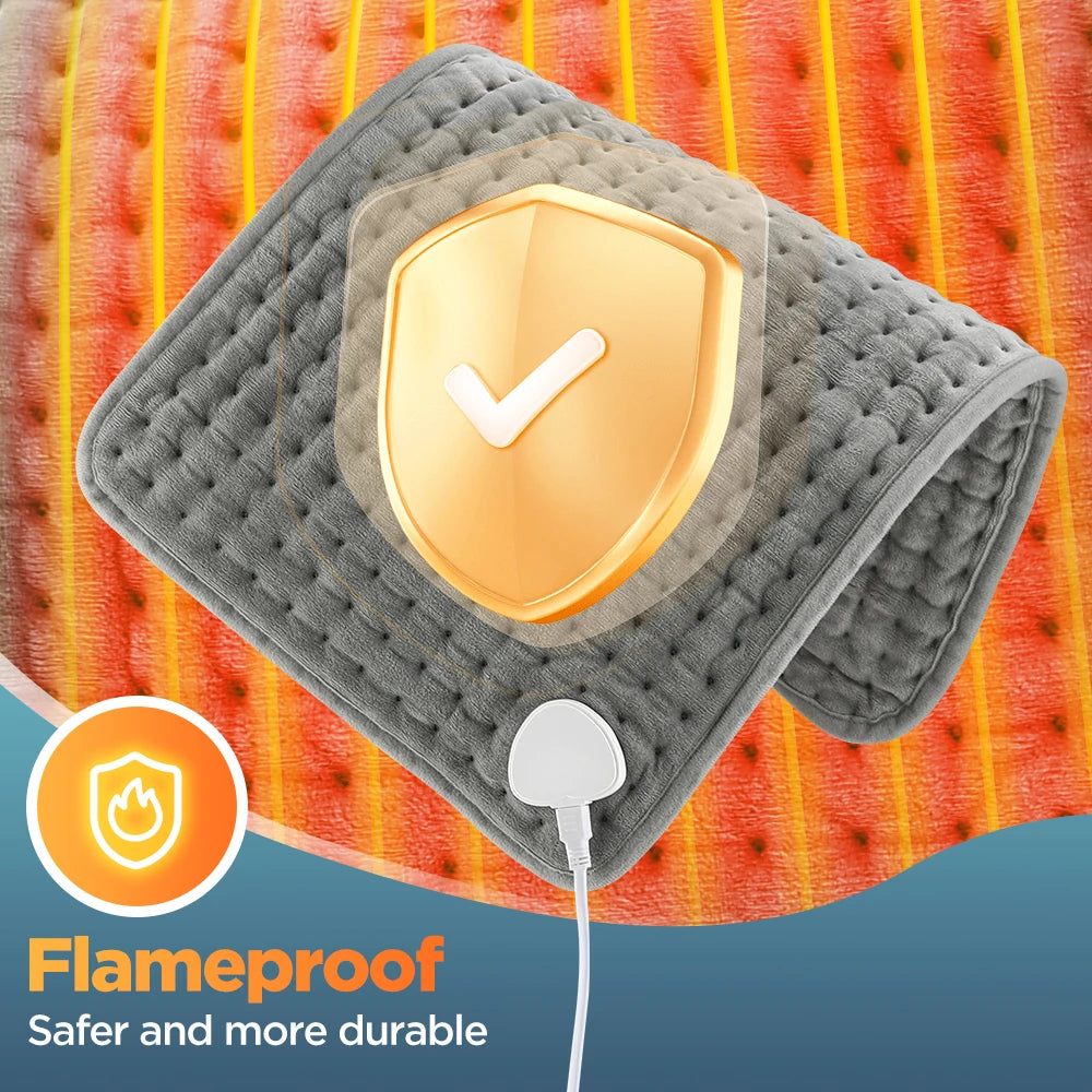 Elektrisch Verwarmingskussen 60x30 cm Instelbare Warmtemat voor Rug Benen Handen Microfluweel Grijs Warmtekussen | Sulvida