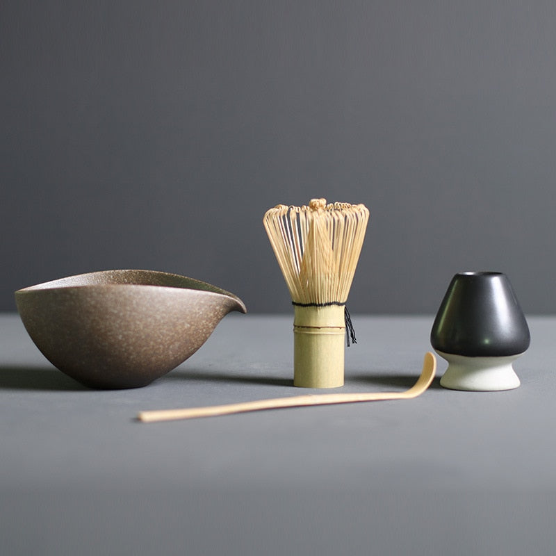 Ceremoniële Matcha Thee Set Bamboe en Keramiek 4-delig Met Klopper Zeef en Kom voor Authentieke Theerituelen | Sulvida