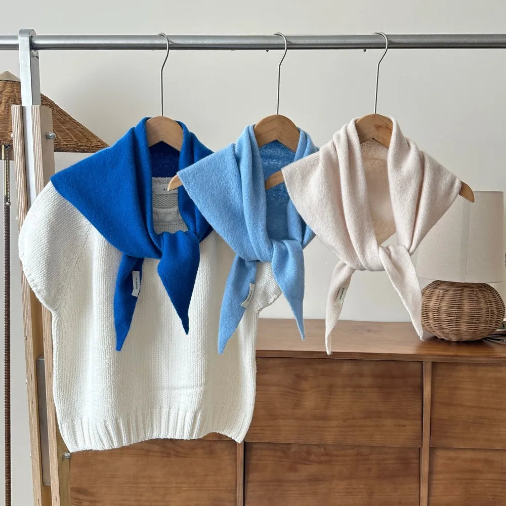 Driehoekige Wintersjaal van Wol voor Dames Gebreide Omslagdoek Effen Hoofddoek Warme Herfst Winter Accessoire | Sulvida