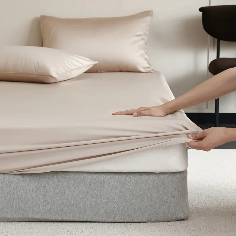 Ensemble de draps-housses en soie 100 % de mûrier - Régulation de la température, hypoallergénique, légèrement brillant, respirant, luxueux | Sulvida