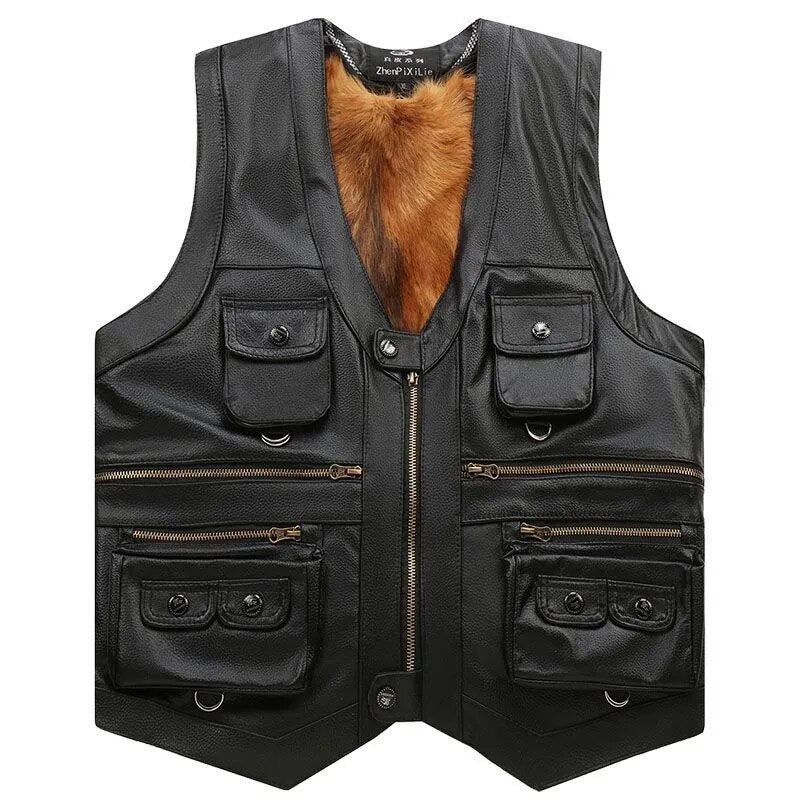 Casual Leren Mouwloos Vest Wintervest Heren Dames Lederlook Herfstwear Avonturiersstijl Outdoor Bodywarmer | Sulvida