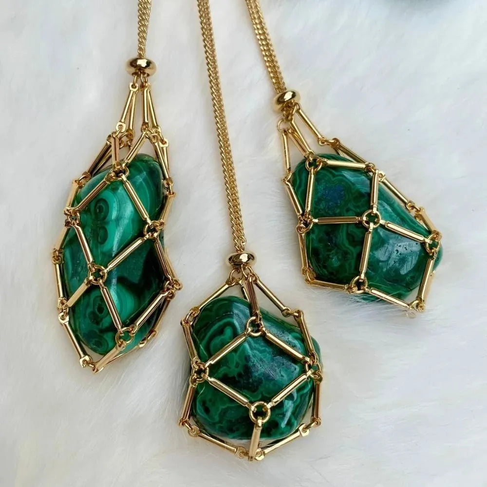 Collier en cristal réglable avec pendentif cage interchangeable pour pierres précieuses, équilibre des chakras, méditation, bijoux | Sulvida