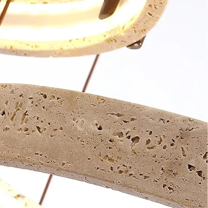Hanglamp Travertijnsteen Ring Cirkel LED Kroonluchter Woonkamer Eetkamer Natuursteen Modern Design Verlichting | Sulvida