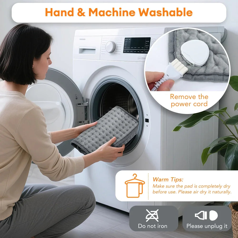 Elektrische Verwarmingsmat Grijs 60x30cm 9 Standen Timer Lichaam Rug Benen Warmtepad Fluweelzacht Verwarming | Sulvida