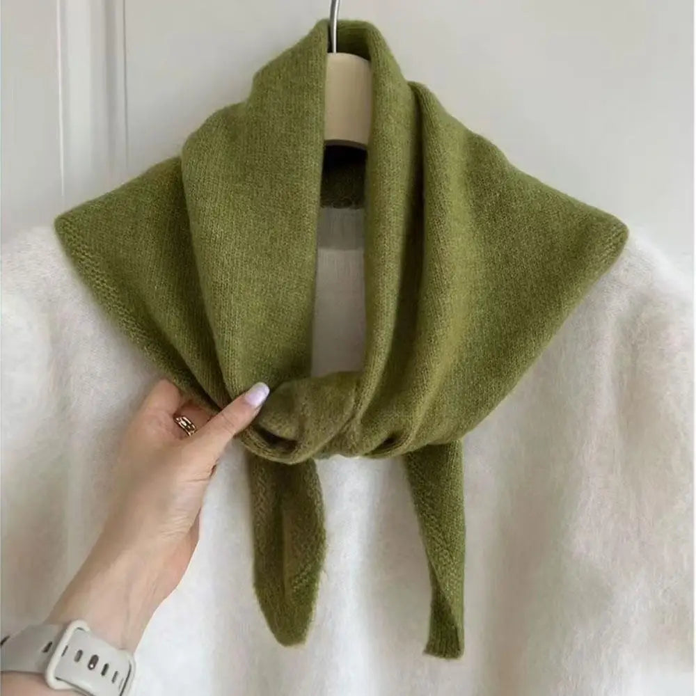 Driehoekige Wollen Sjaal Dames Gebreid Warm Omslagdoek Effen Halsdoek Schoudersjaal Winter Herfst Stijlvol | Sulvida