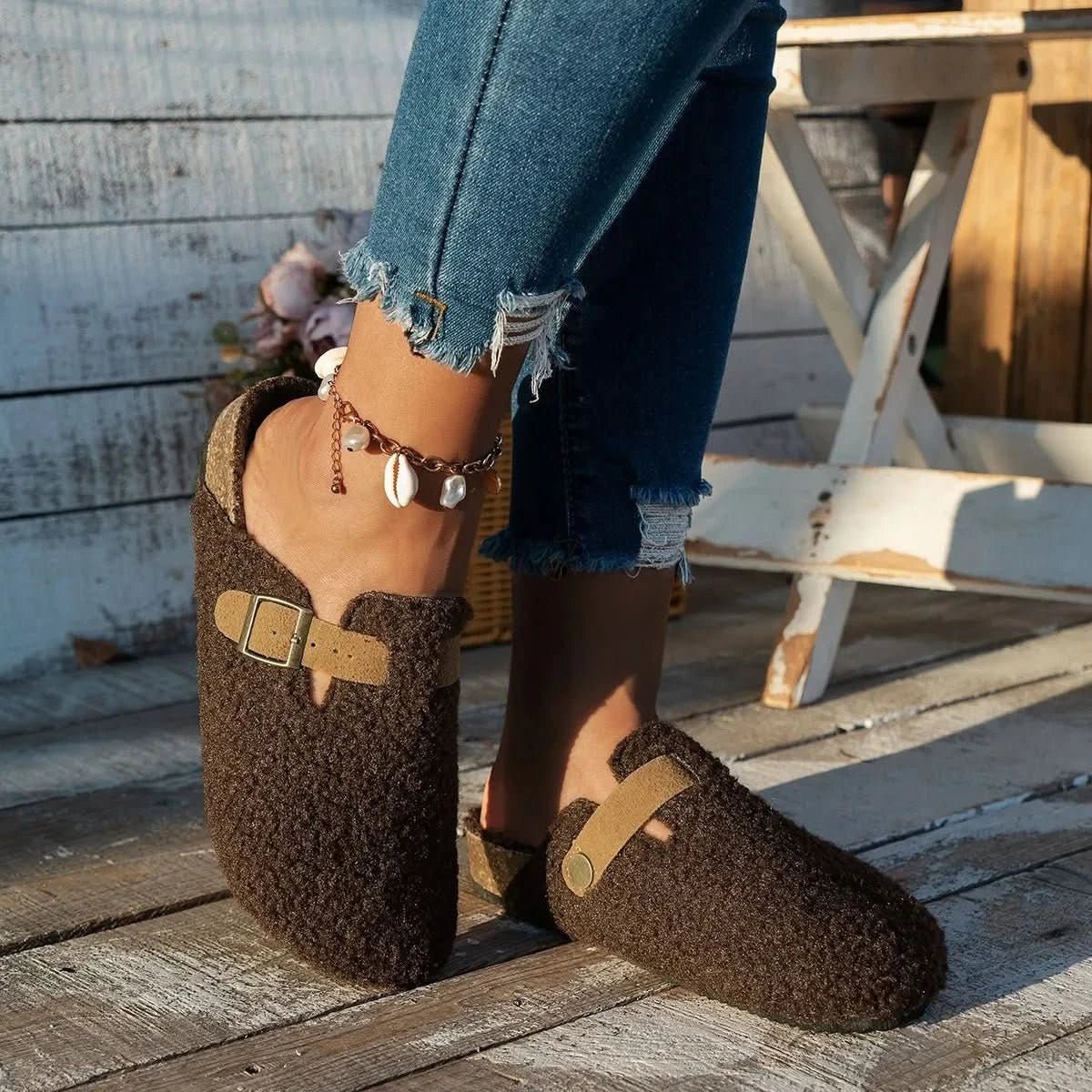 Pantoffels Dames & Heren Schapenwol Warm Gevoerd Antislip Muiltjes Winterschoenen Binnenschoenen Beige Bruin Zwart | Sulvida