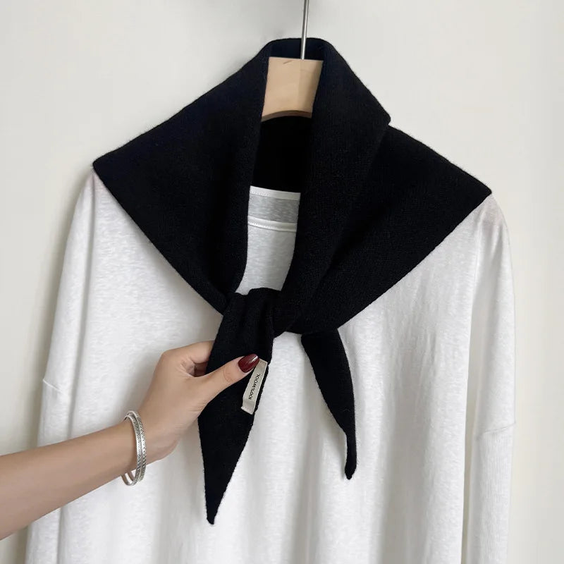 Driehoekige Wintersjaal van Wol voor Dames Gebreide Omslagdoek Effen Hoofddoek Warme Herfst Winter Accessoire | Sulvida