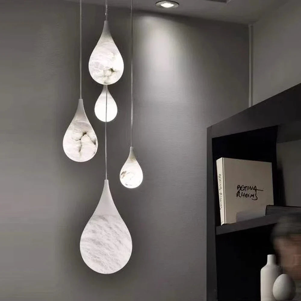 Hanglamp Druppelvorm Natuursteen Dimbaar Eettafel Keukeneiland Slaapkamer Modern Tijdloos Elegante Verlichting | Sulvida