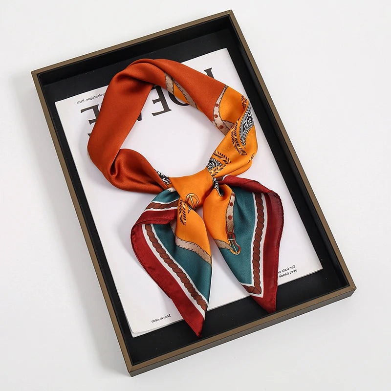 Vierkante Zijden Sjaal Dames Halsdoek Haarband Satijn Hoofdband Multifunctioneel Accessoire 70x70cm Elegante Sjaal | Sulvida