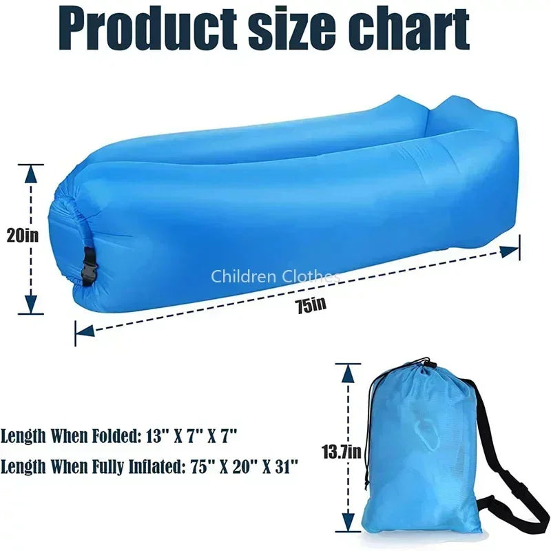 Canapé gonflable pliant d’extérieur à gonflage rapide, transat gonflable pour camping, pique-nique, jardin, plage et détente | Sulvida