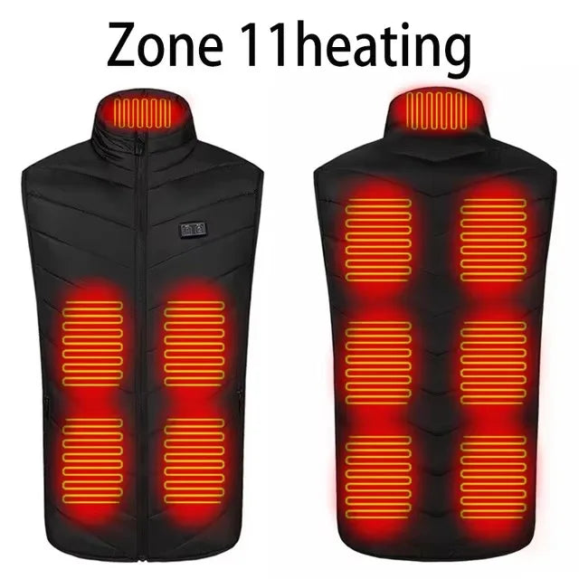 Verwarmingsvest Infrarood USB 17 Warmtezones Thermogilet Heren Outdoor Winter Bodywarmer Elektrisch Verwarmd | Sulvida