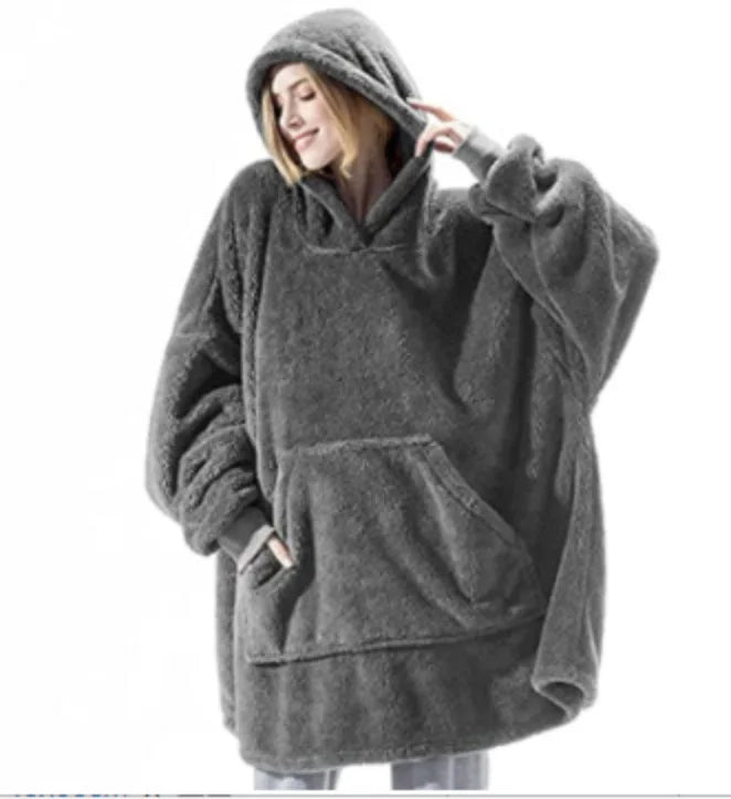 Tragbare Decke mit Kapuze, beidseitiges Fleece, warme Loungewear-Decke für Herbst und Winter | Sulvida