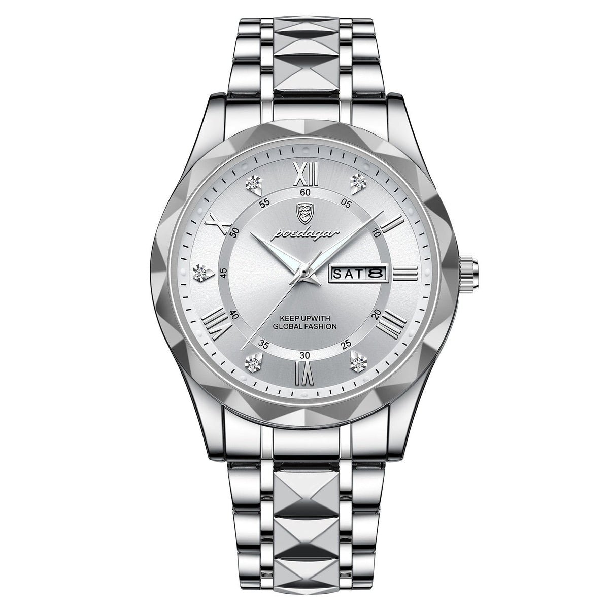 Herenhorloge Lichtgevende Wijzerplaat Roestvrijstaal 41mm Waterbestendig Datum Weekweergave Quartz Zakelijk | Sulvida
