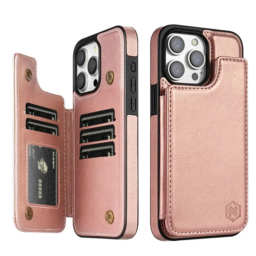 Lederen Telefoonhoesje met RFID-Blokkering en Portemonnee Functie – Magnetisch Flip Cover Bescherming | Sulvida