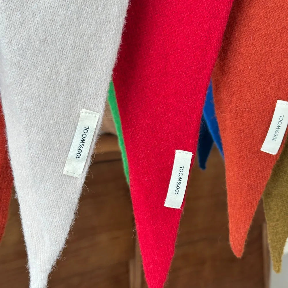 Driehoekige Wintersjaal van Wol voor Dames Gebreide Omslagdoek Effen Hoofddoek Warme Herfst Winter Accessoire | Sulvida