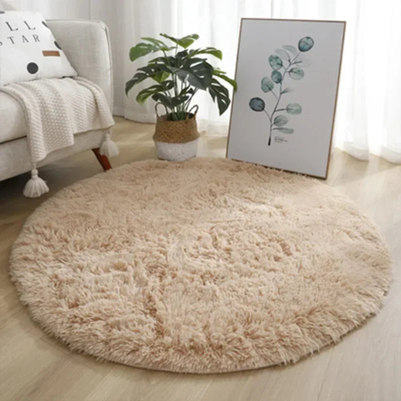 Rond Hoogpolig Vloerkleed Pluche 4,5cm Poolhoogte Woonkamer Slaapkamer Kinderkamer Decoratief Tapijt | Sulvida