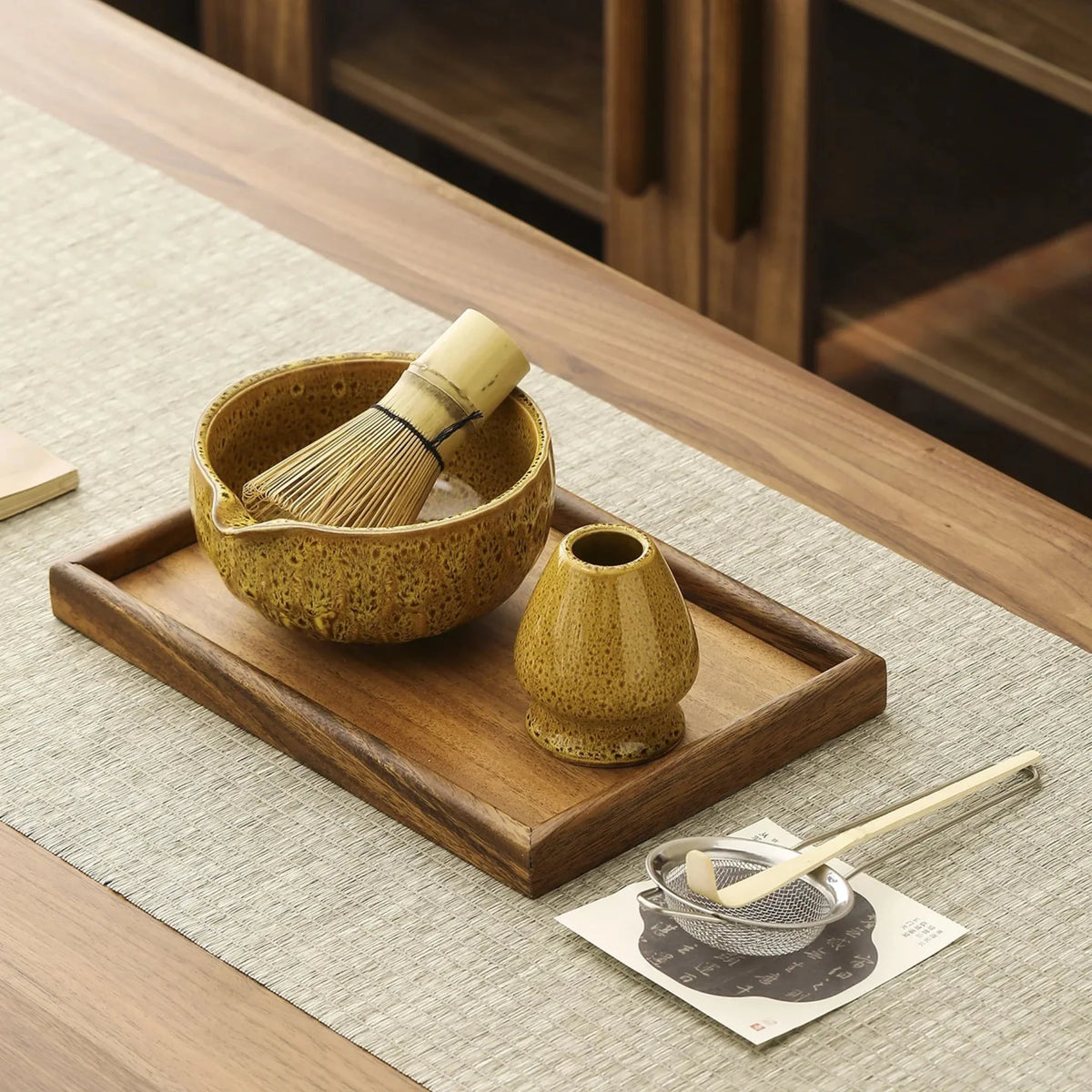 Matcha Ceremonie Set 5-delig Bamboe Kom Klopper Zeef Lepel Premium Thee Ritueel Accessoires Japanse Stijl | Sulvida
