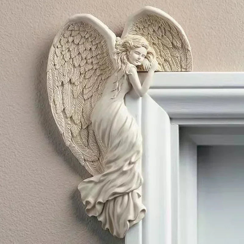 Engelvleugel wanddecoratie hars links 16 x 11 cm voor deur muur of lijst beschermend sierlijk tijdloos elegant | Sulvida