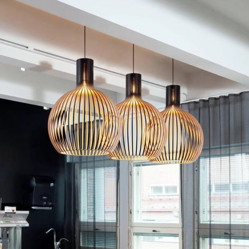 Houten Hanglamp met Opengewerkte Sfeer | Organisch Design voor Warme Sfeerverlichting Woon- & Eetkamer | Sulvida