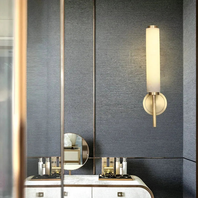 Cilindervormige Wandlamp Natuursteen met Metaal voor Woonkamer Slaapkamer Hal Eettafel Studeerkamer Verlichting | Sulvida