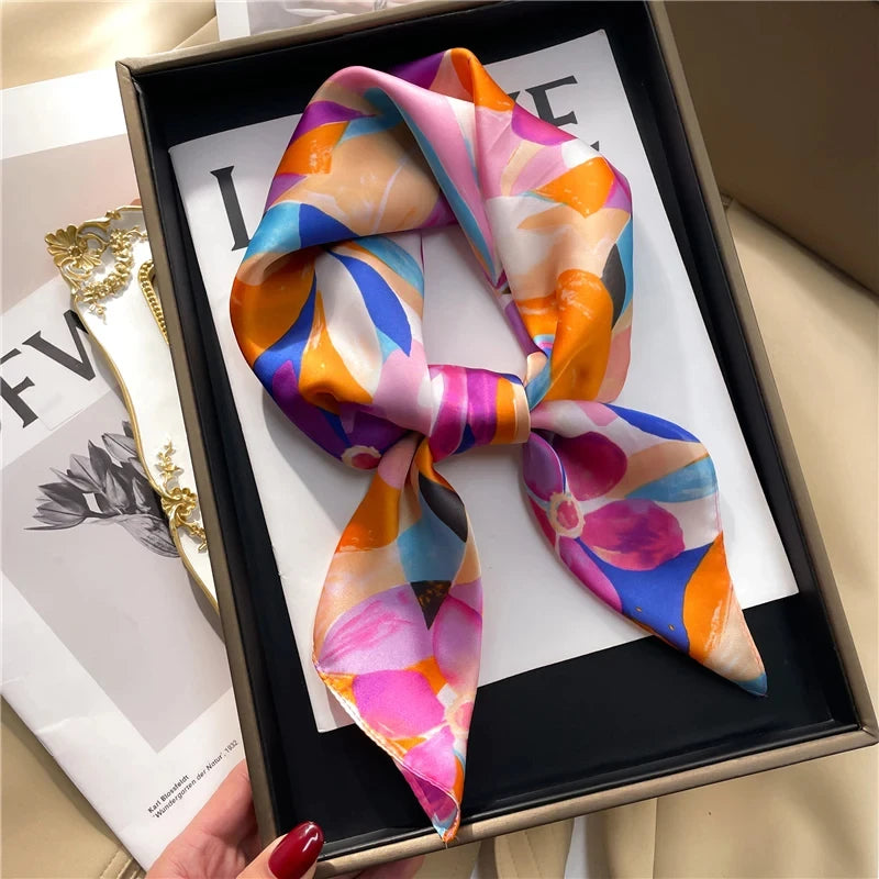 Vierkante Zijden Sjaal Dames Halsdoek Haarband Satijn Hoofdband Multifunctioneel Accessoire 70x70cm Elegante Sjaal | Sulvida