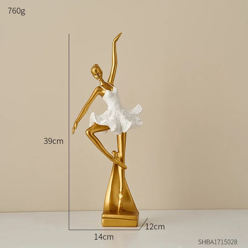 Decoratief Balletdanser Beeldje Sculptuur Kunsthars Ballerina Figuur Staand Danseres Ornament Interieur | Sulvida