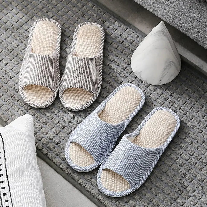Linnen Pantoffels Dames Heren Zomer Winter Binnenshuis Open Casual Huisslippers Unisex Comfortabel Ademend | Sulvida