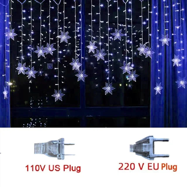 LED Sneeuwvlok Lichtgordijn 320cm Warm Wit IP44 Waterdicht Feestverlichting Decoratief Binnen Buiten | Sulvida