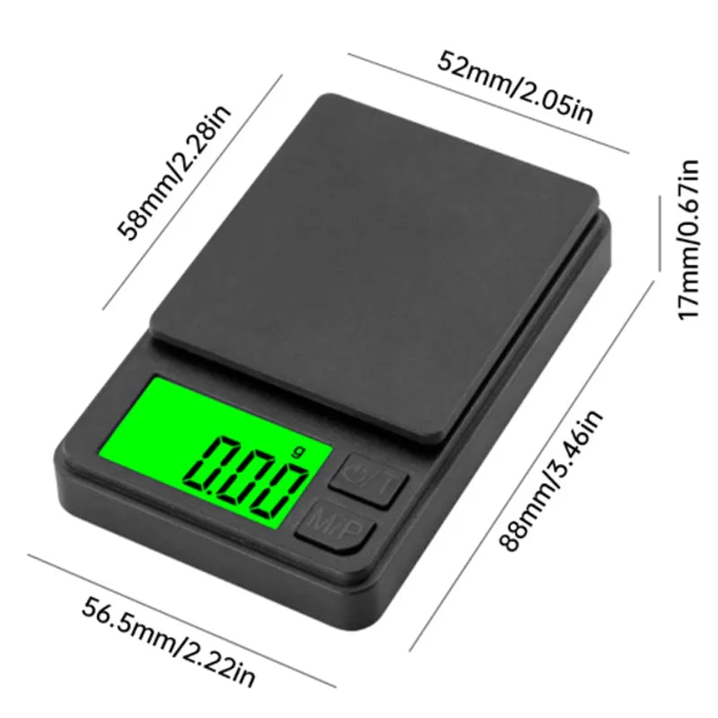 Digitale Precisieweegschaal Tot 1000g Zakformaat Kookweegschaal Juwelierweegschaal 0,1g Nauwkeurig Compact | Sulvida