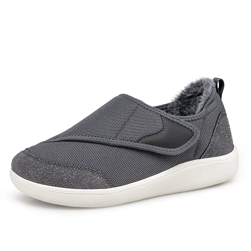 Ortopedische Pantoffels Breed met Bontvoering Warm Verstelbaar voor Gezwollen Voeten en Hallux Valgus Comfort | Sulvida