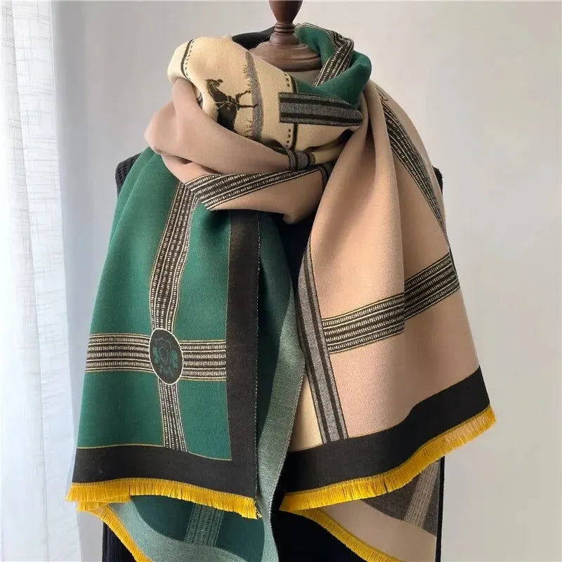 Kasjmieren Damessjaal Geruit 180×65 cm Zachte Wintersjaal met Franjes Luxe Omslagdoek voor Casual & Formeel | Sulvida