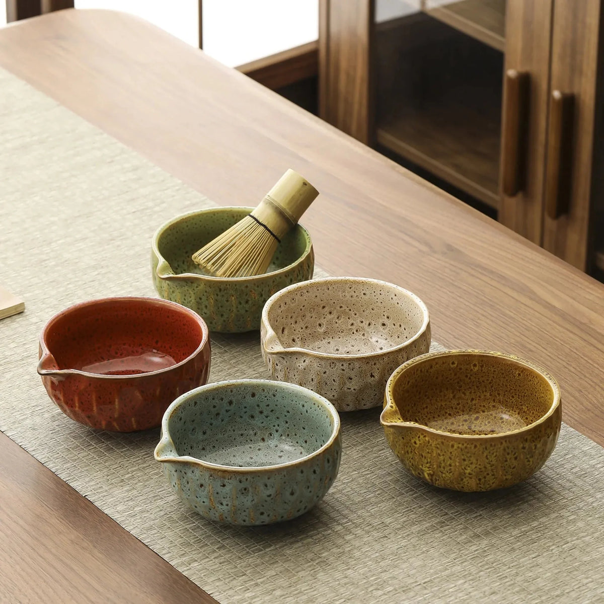 Matcha Ceremonie Set 5-delig Bamboe Kom Klopper Zeef Lepel Premium Thee Ritueel Accessoires Japanse Stijl | Sulvida