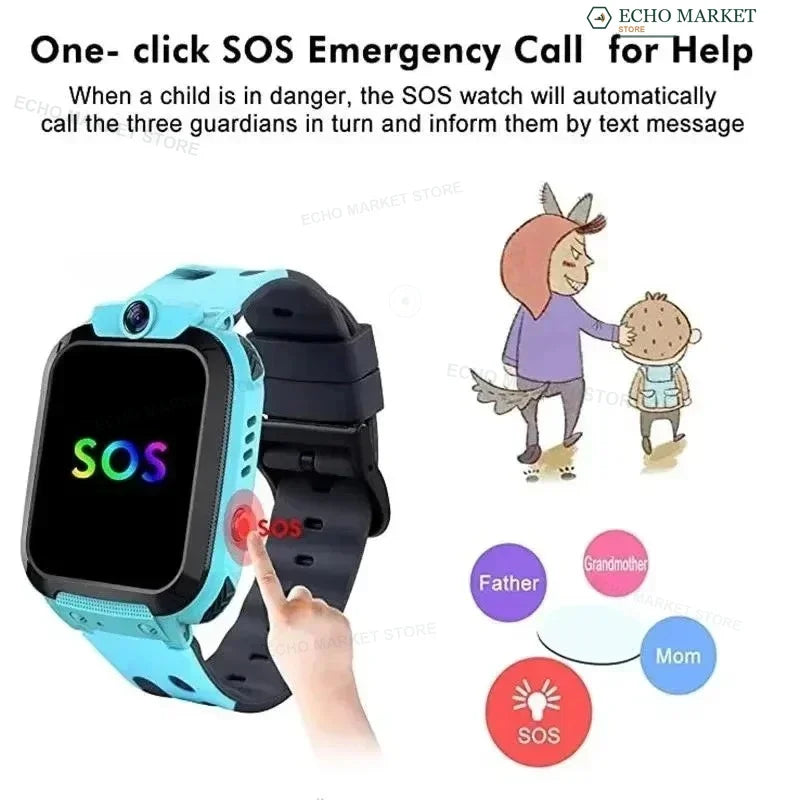 Kindersmartwatch met GPS Tracker Belfunctie Spraakberichten IP67 Waterdicht 1,44 Inch Touchscreen SOS Alarm | Sulvida