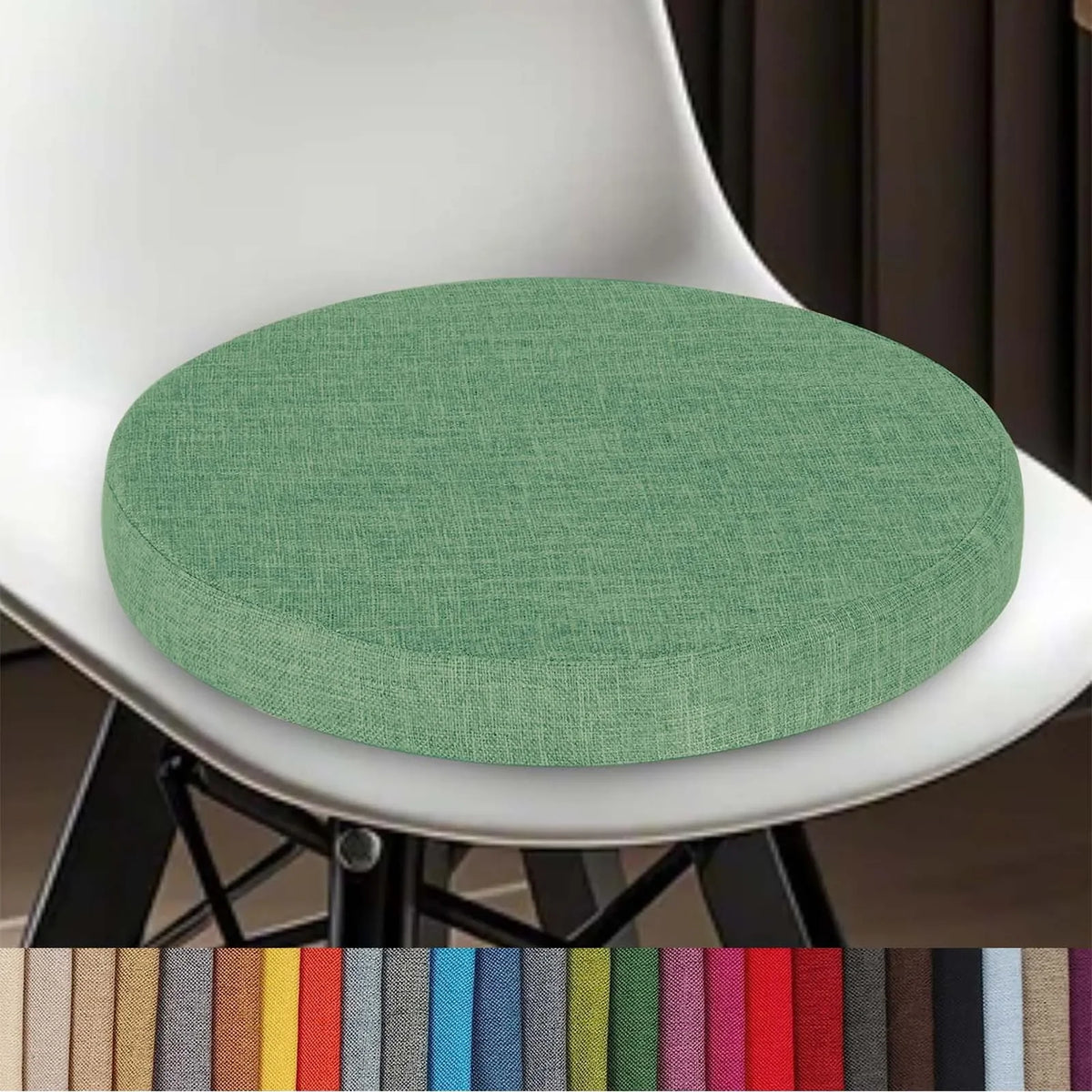 Coussin rond en lin, amovible avec fermeture éclair, pour tabouret de bar, chaise, salle à manger, cuisine et bureau, confortable | Sulvida