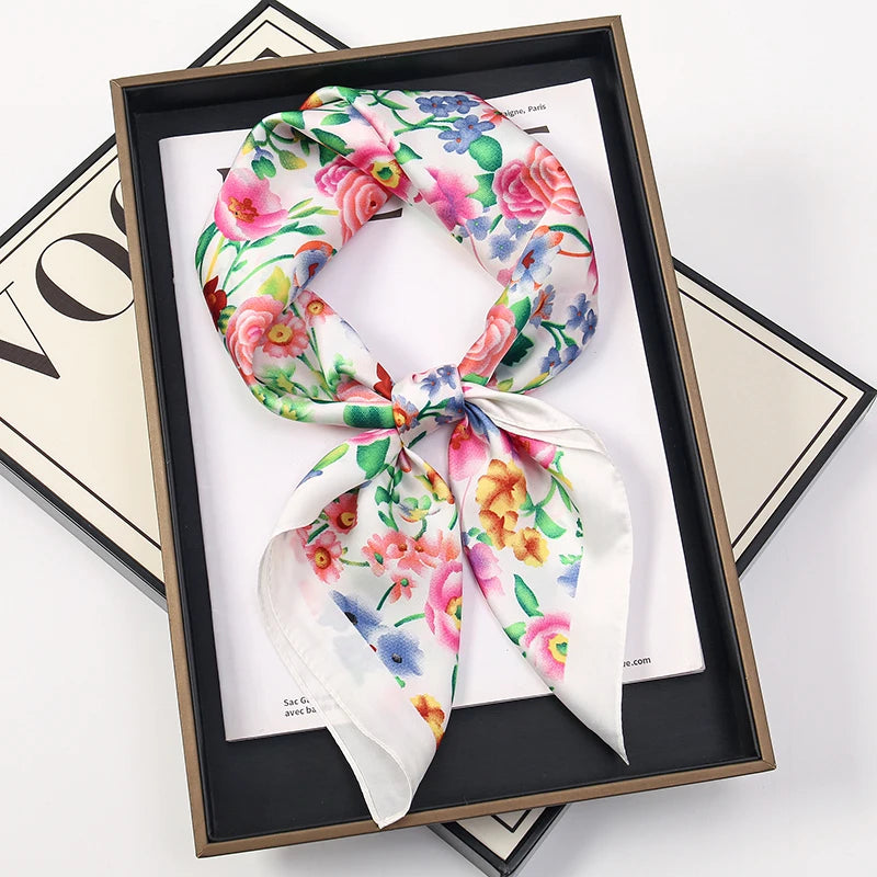 Vierkante Zijden Sjaal Dames Halsdoek Haarband Satijn Hoofdband Multifunctioneel Accessoire 70x70cm Elegante Sjaal | Sulvida