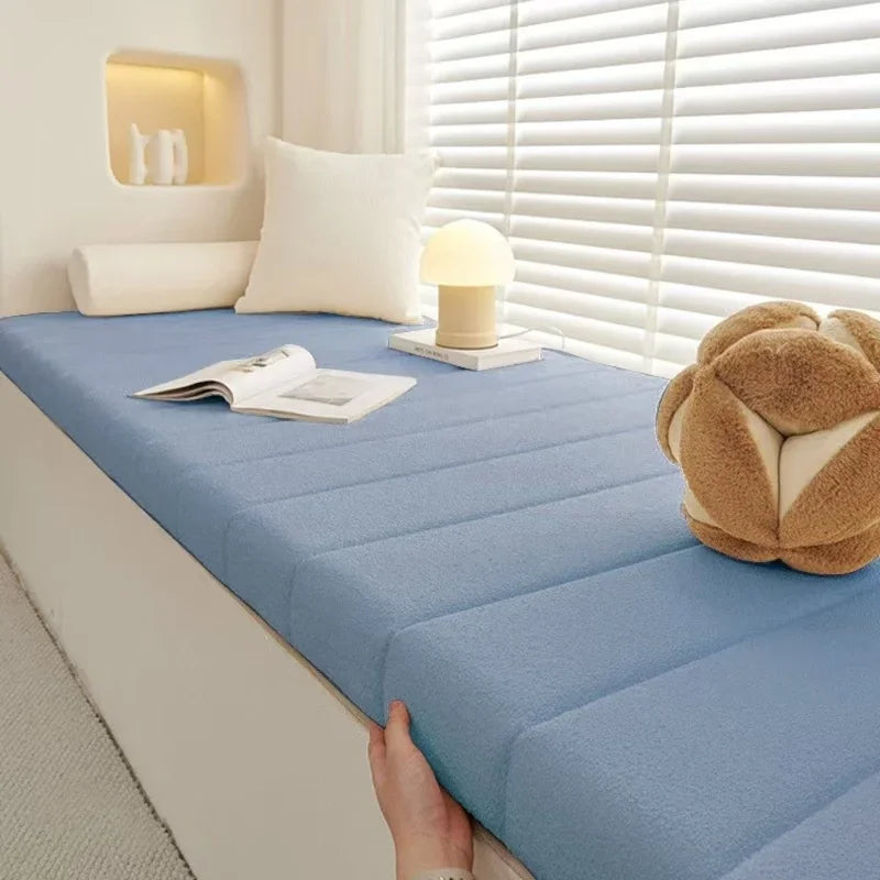 Coussin de banc rectangulaire en velours teddy antidérapant, 80-150 cm, pour banquette, banc de jardin, rebord de fenêtre et banc lounge | Sulvida