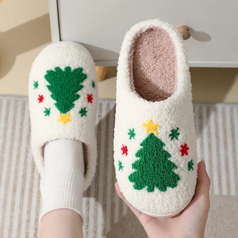 Huisslippers Peperkoek Motief Zachte Pluche Binnenschoenen Winterwarm Dames Heren Unisex Kerstcadeau | Sulvida