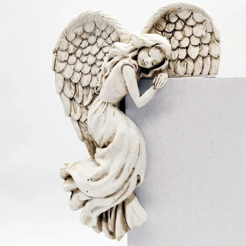 Engelvleugel wanddecoratie hars links 16 x 11 cm voor deur muur of lijst beschermend sierlijk tijdloos elegant | Sulvida