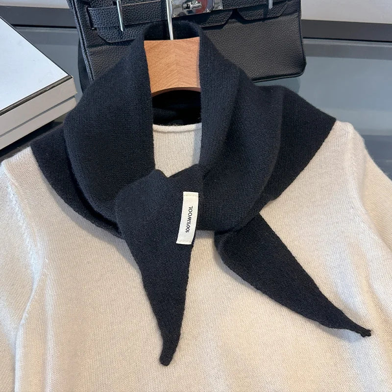 Driehoekige Wollen Sjaal Dames Gebreid Winteraccessoire Effen Design Zachte Omslagdoek Halsdoek Winter | Sulvida