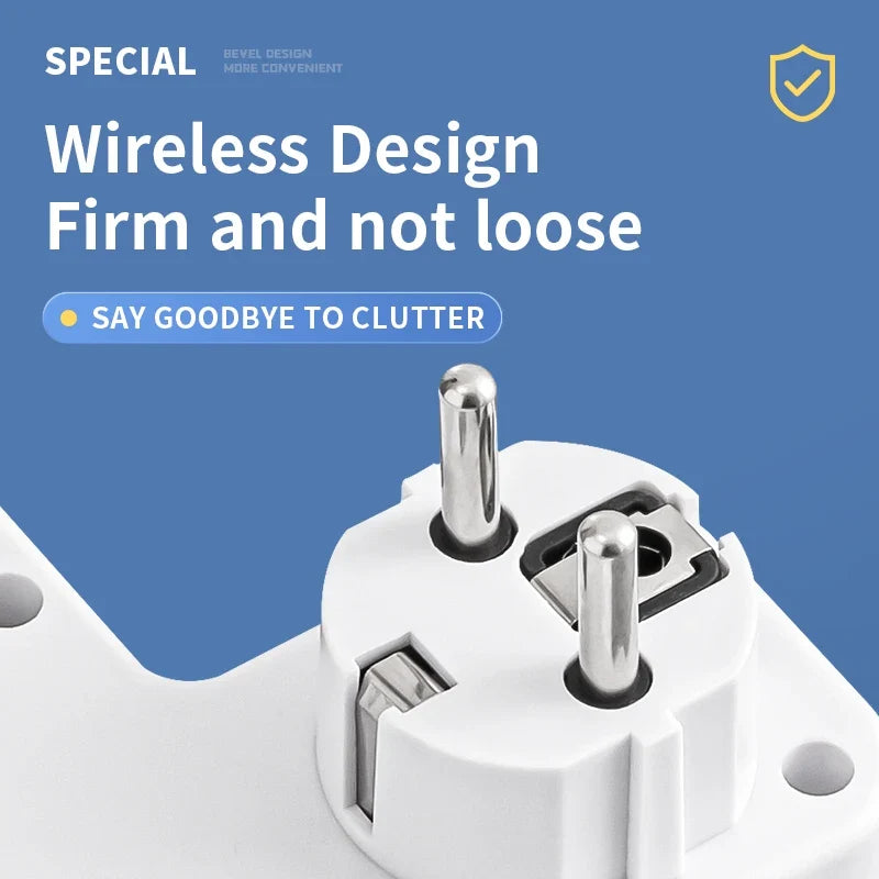 Stekkerdoos met USB en USB-C 2500W | 3-4 Stopcontacten 2 USB 1 Typ-C Overspanningsbeveiliging Schakelaar | Sulvida
